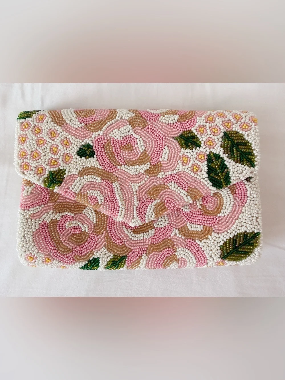Tiana NY Beaded Floral Envelope Clutch with Chain NWOT Bridal Wedding